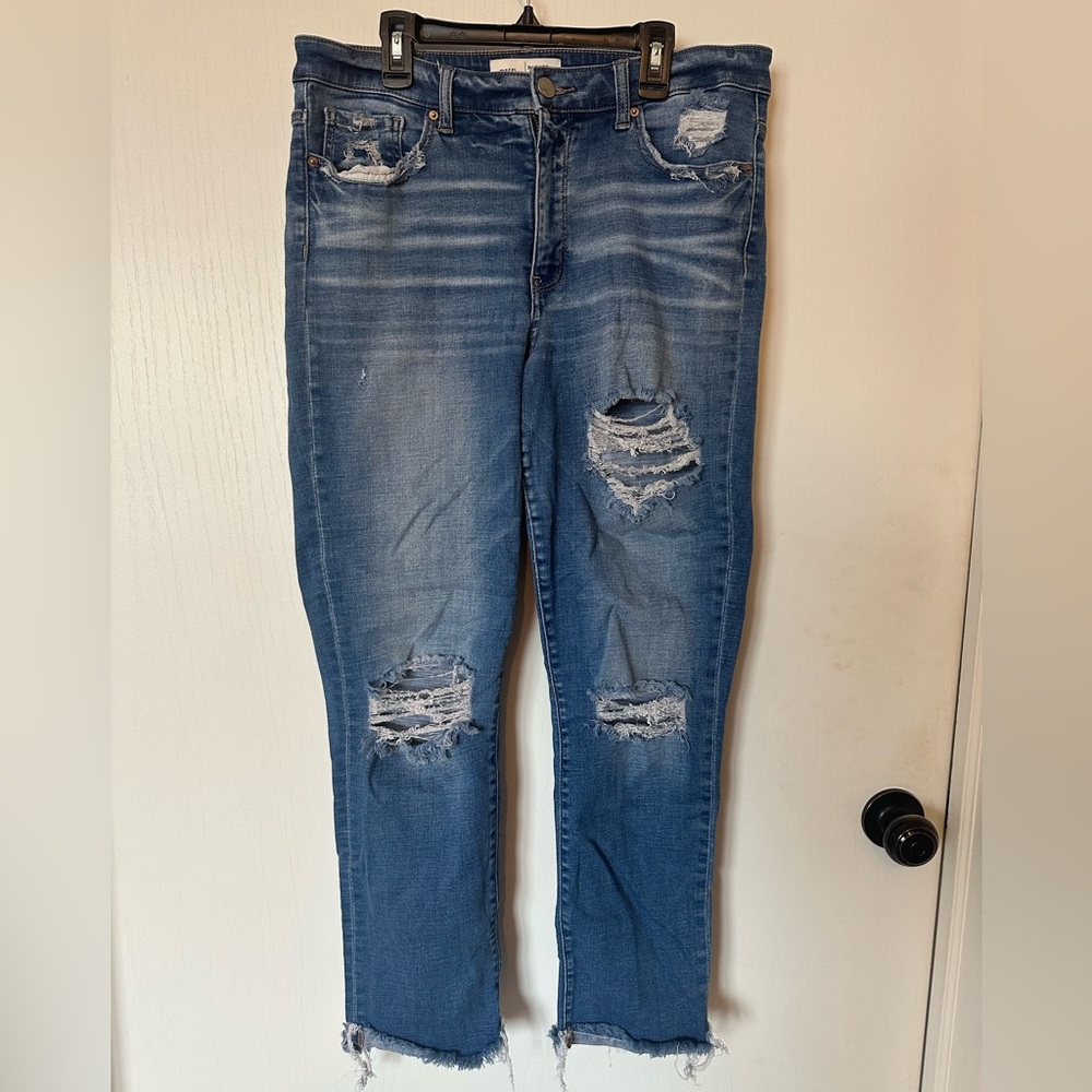 BKE Parker High-Rise Ankle Straight Destroyed Jean